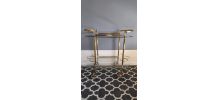 desserte bar 2 plateaux verre et structure en laiton