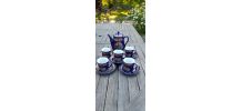 Théière et ses 5 tasses  bleues de Sèvres, porcelaine China