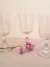 3 verres en cristal taillé (feuillage)