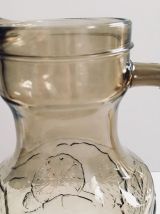 Grande et belle carafe en verre fumé Vintage