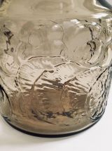 Grande et belle carafe en verre fumé Vintage