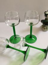 Lot de 4 verres à pied vert Vintage
