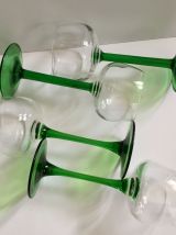 Lot de 4 verres à pied vert Vintage