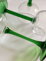 Lot de 4 verres à pied vert Vintage
