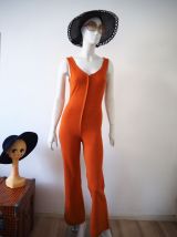 Combinaison pantalon pattes d'éléphant orange funky 70's