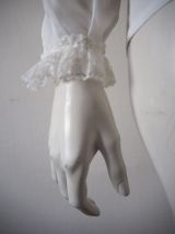 Chemisier col victorien froufrous dentelle rococo vintage 70
