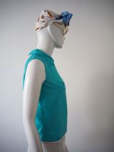 Petite blouse babydoll col Claudine turquoise pastel 60's