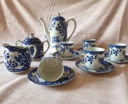 Service à café à fleurs de cerisier bleues