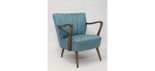 Fauteuil vintage année 50 restauré , tissu brodé
