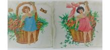 2 housses de coussin peintes à la main années 30