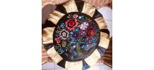 Coussin rond brodé vintage années 60