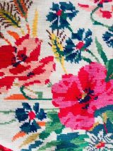 Coussin ovale canevas champêtre 1969