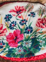 Coussin ovale canevas champêtre 1969