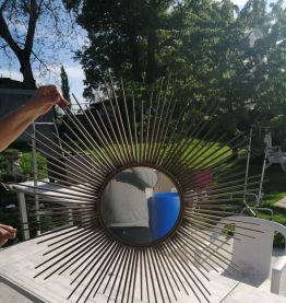 Grand miroir soleil chaty vallauris  signé