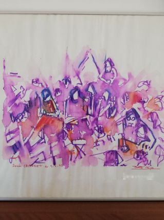 Dessin aquarellé sur papier Soirée Cabaret  - REJAS PABLO