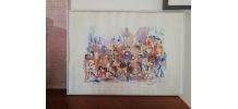 Dessin aquarellé sur papier Soirée Cabaret - REJAS PABLO