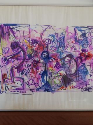 Encre sur papier Soirée Jazz du 9-6-73 - REJAS PABLO