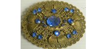Broche vintage aux perles bleues