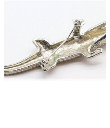 broche crocodile vintage strass