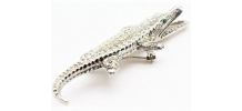 broche crocodile vintage strass