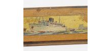 Ancien plumier en bois bateau