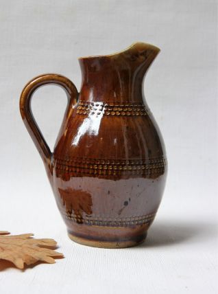 Pichet en Grès du Berry marron vernissé brillant 66 cl. 