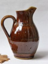 Pichet en Grès du Berry marron vernissé brillant 66 cl. 