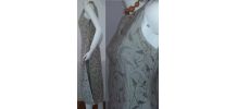 Robe longue vintage motifs  filigrane vert amande T 38