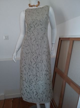 Robe longue vintage motifs  filigrane vert amande T 38