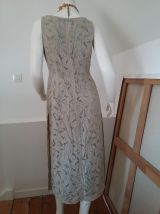Robe longue vintage motifs  filigrane vert amande T 38