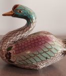 Très beau cygne ancien en émail cloisonné 