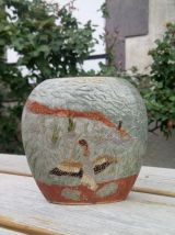 Petit vase en laiton cloisonné (décor canards)