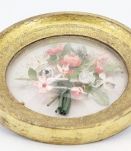 cadre ancien globe verre fleurs