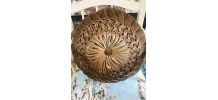 Coussin rond en velours plissé années 60