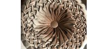 Coussin rond en velours plissé années 60