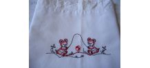 3 Taies d'oreillers Bébé  brodées 40x50cm Vintage