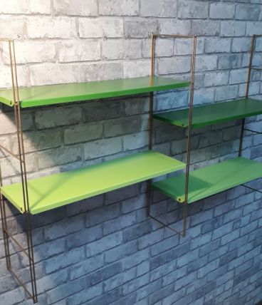 Etagere string style tomado 1960 metal  vert 2 tons 4 tablet
