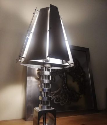 Lampe art déco industriel inox