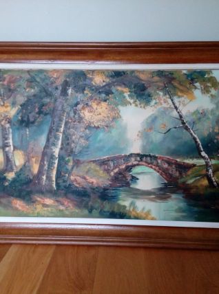 Tableau paysage automne huile sur toile signée H.Michel