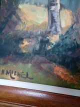 Tableau paysage automne huile sur toile signée H.Michel