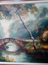 Tableau paysage automne huile sur toile signée H.Michel