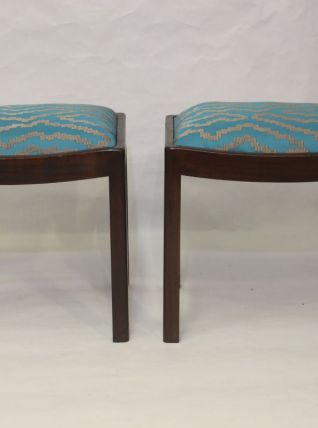 Paire de tabourets design année 50/60 tissu jacquard.