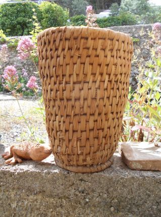 CACHE POT OSIER ROTIN VINTAGE 