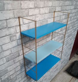 Etagere string style tomado 1960 metal 1 bleu ciel et 2fonçé
