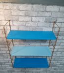 Etagere string style tomado 1960 metal 1 bleu ciel et 2fonçé