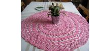 Napperon rond Rose crochet fait main Vintage 60'S