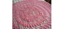 Napperon rond Rose crochet fait main Vintage 60'S
