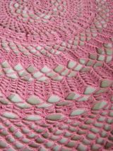 Napperon rond Rose crochet fait main Vintage 60'S