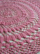 Napperon rond Rose crochet fait main Vintage 60'S