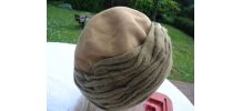 Chapeau bombe beige feutre +laine année 1953